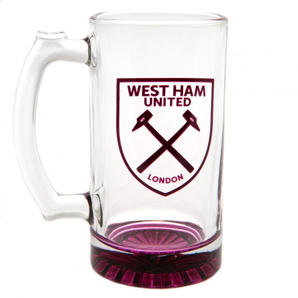 West Ham United FC Stein Glass Tankard - Buy Glass Tankards at GiftMasters.co.uk