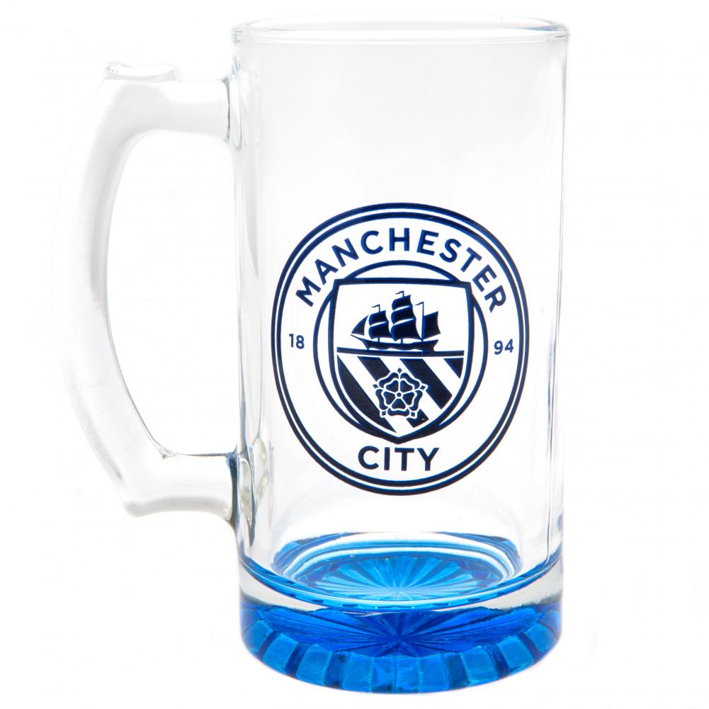 Manchester City FC Stein Glass Tankard - Buy Glass Tankards at GiftMasters.co.uk