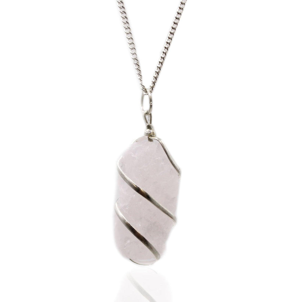 Cascade Wrapped Gemstone Necklace - Rough Rose Quartz - Buy 0.02 at GiftMasters.co.uk