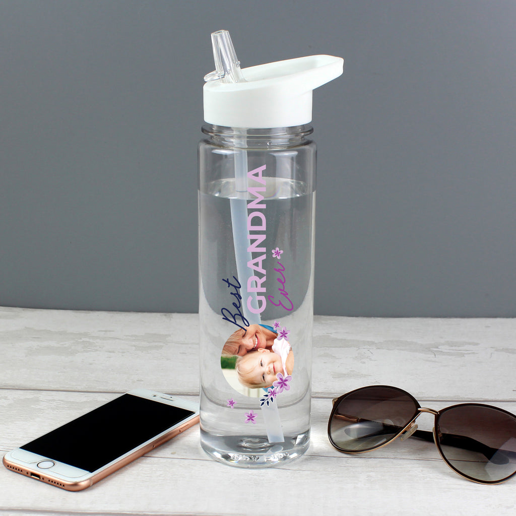 Personalised Floral Best Ever Photo Upload Water Bottle - Buy Photo Upload Products at GiftMasters.co.uk