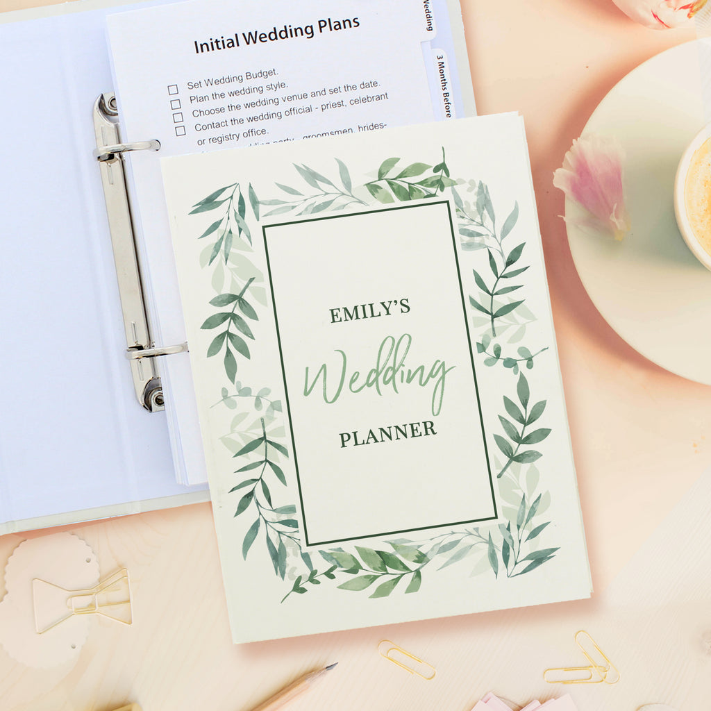 Personalised Botanical Wedding Planner - Buy Stationery & Pens at GiftMasters.co.uk