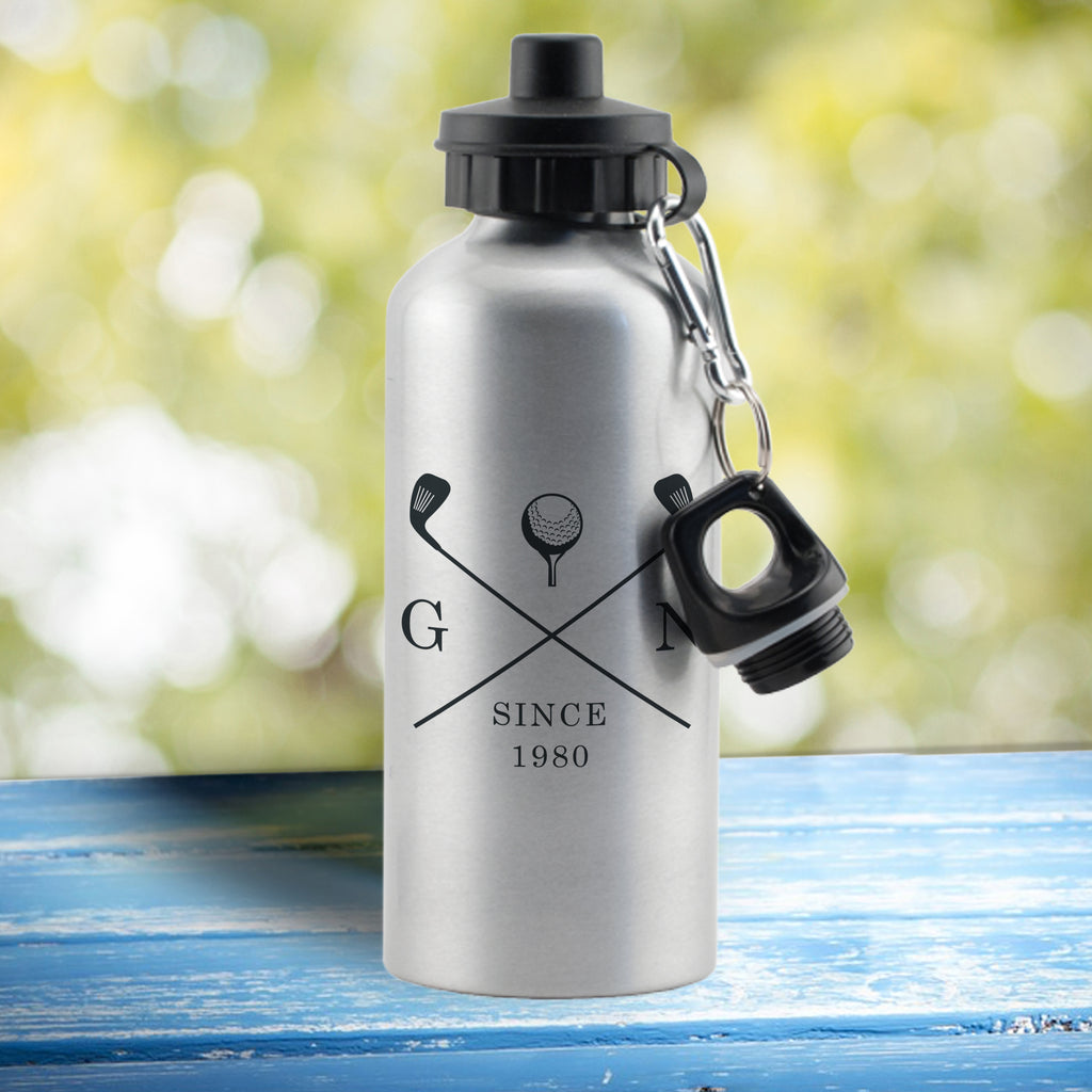 Personalised Golf Clubs Silver Drinks Bottle - Buy Drinks Bottles at GiftMasters.co.uk