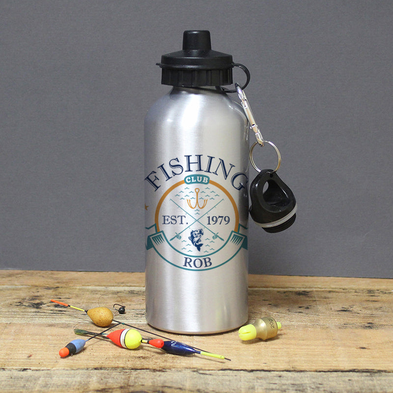 Personalised Fishing Club Silver Drinks Bottle - Buy Drinks Bottles at GiftMasters.co.uk
