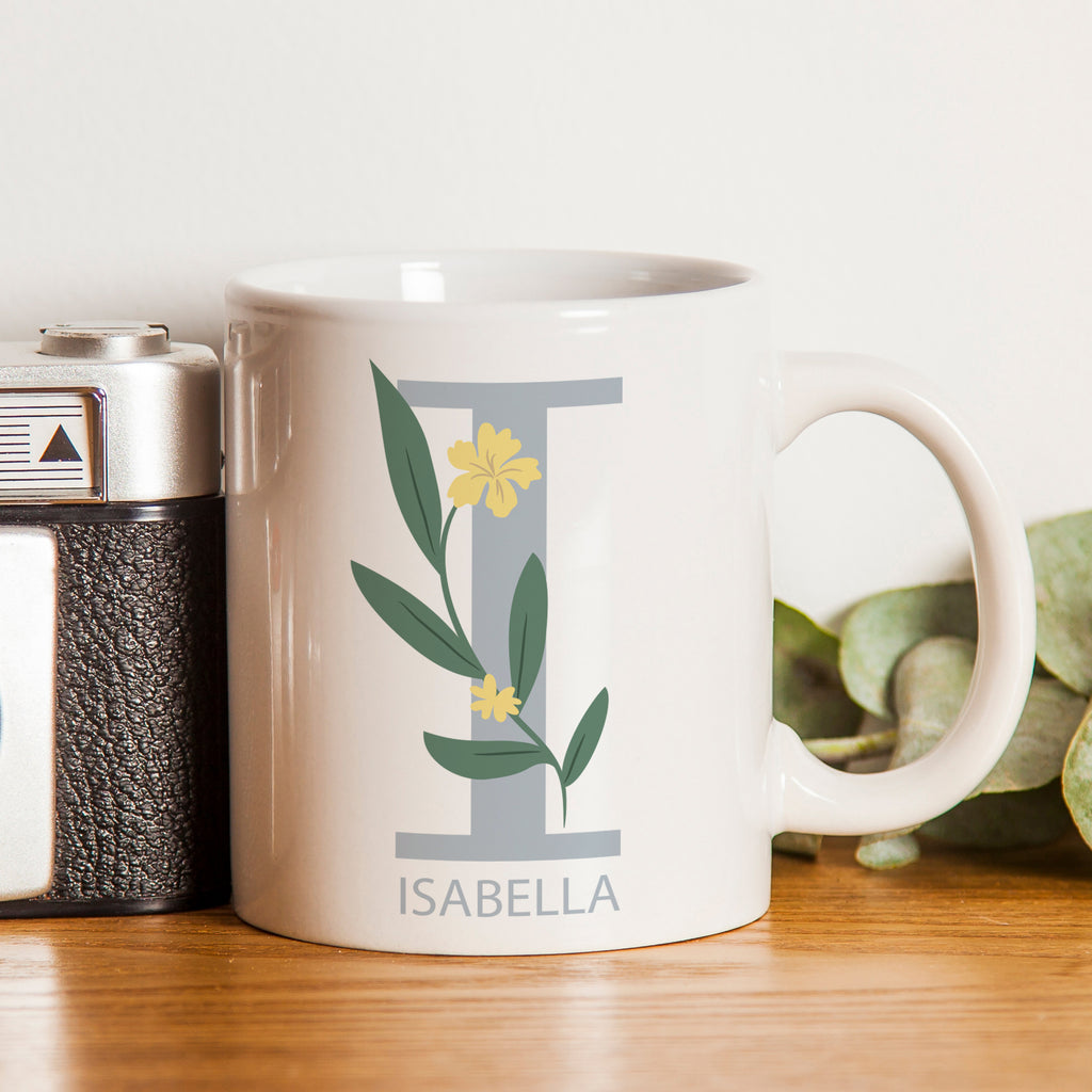 Personalised Floral Initial Mug - Buy Mugs at GiftMasters.co.uk