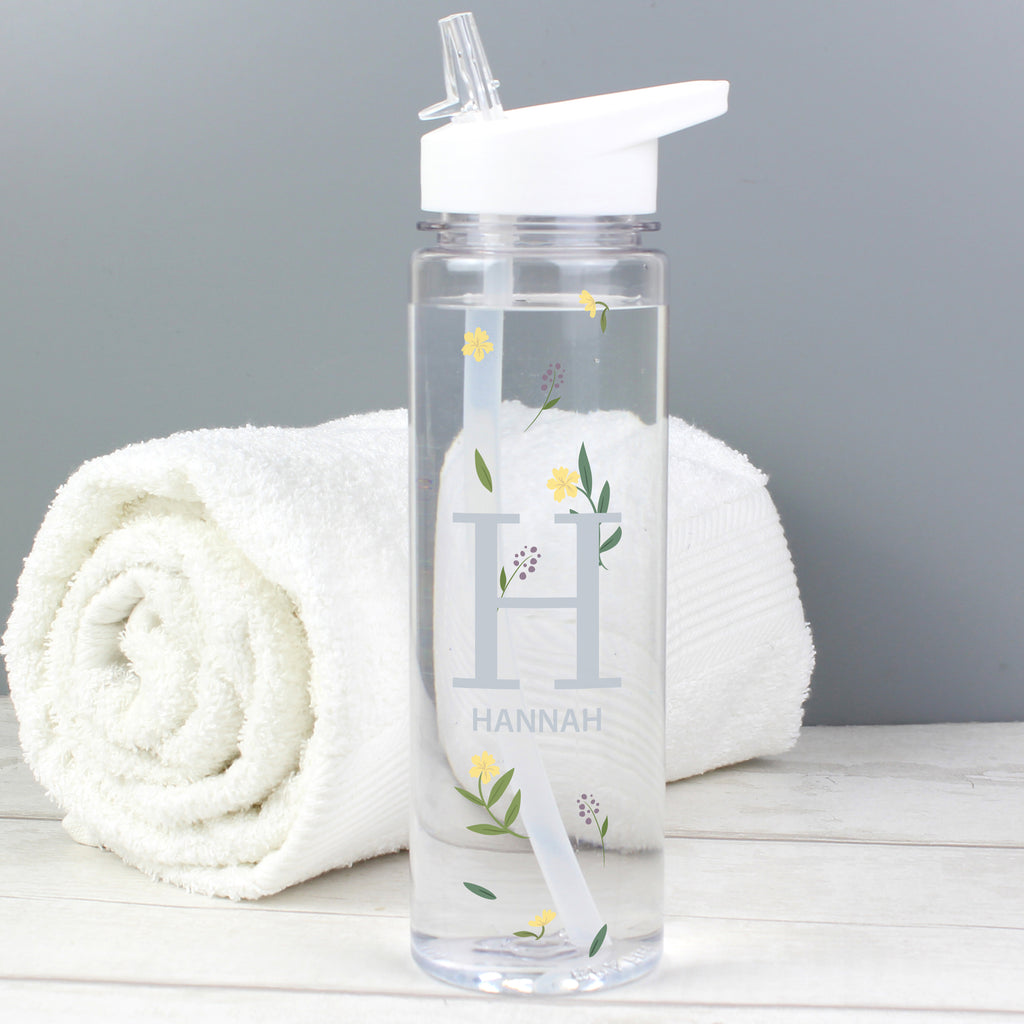 Personalised Floral Initial Water Bottle - Buy Drinks Bottles at GiftMasters.co.uk