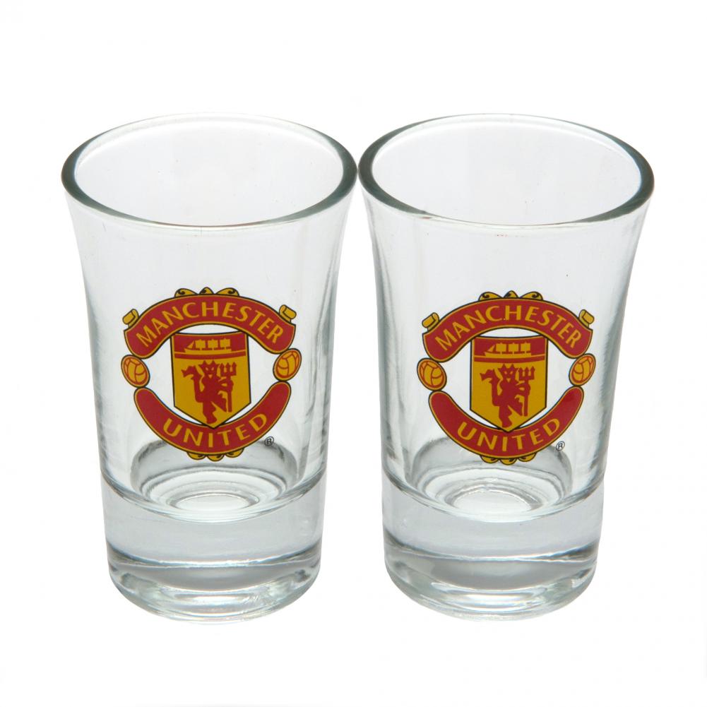 Manchester United FC 2pk Shot Glass Set - Buy Shot Glasses at GiftMasters.co.uk