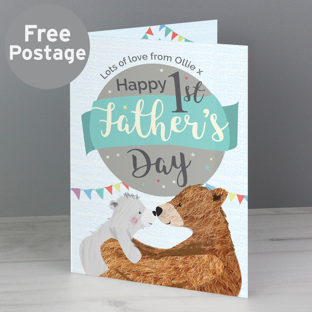 Personalised 1st Father's Day Daddy Bear Card - Buy Greetings Cards at GiftMasters.co.uk