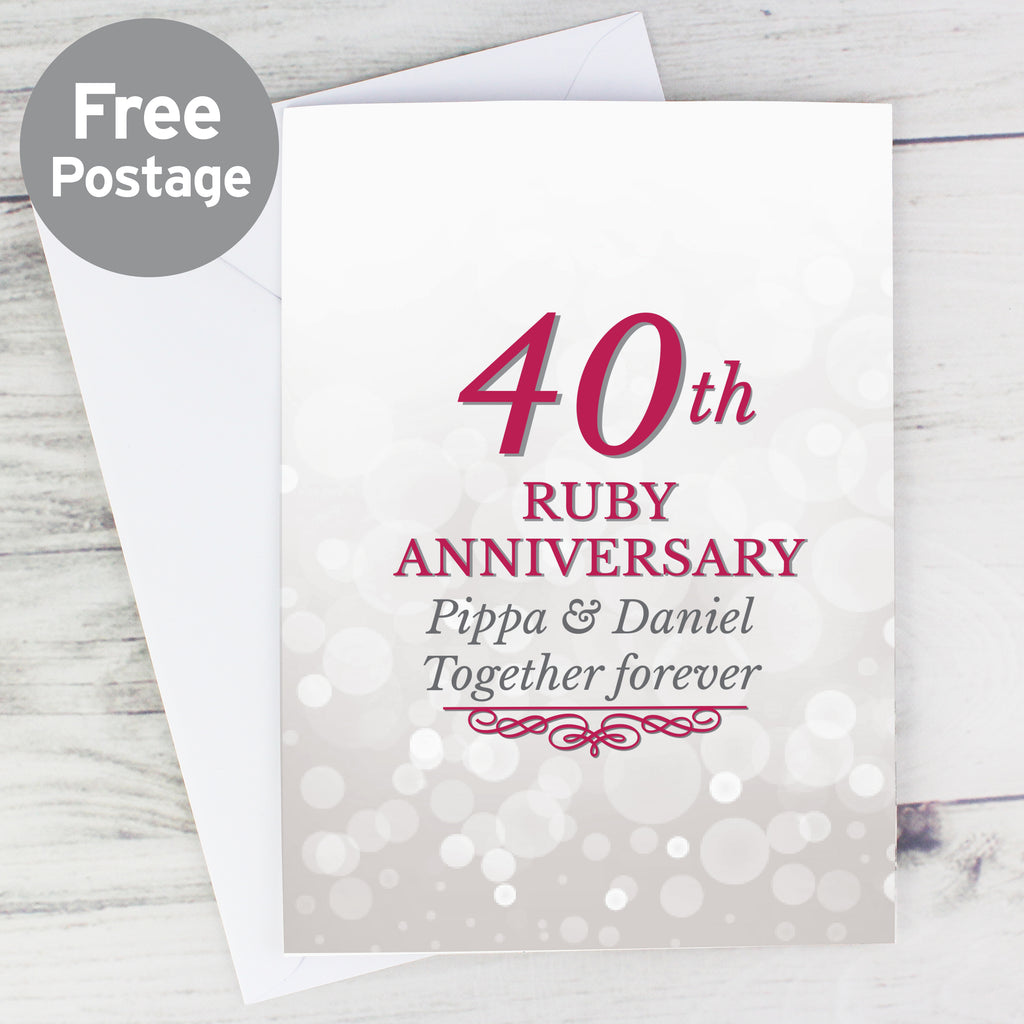 Personalised 40th Ruby Anniversary Card - Buy Greetings Cards at GiftMasters.co.uk