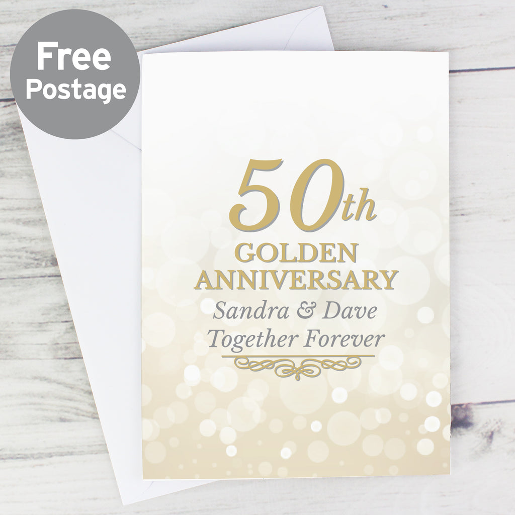 Personalised 50th Golden Anniversary Card - Buy Greetings Cards at GiftMasters.co.uk