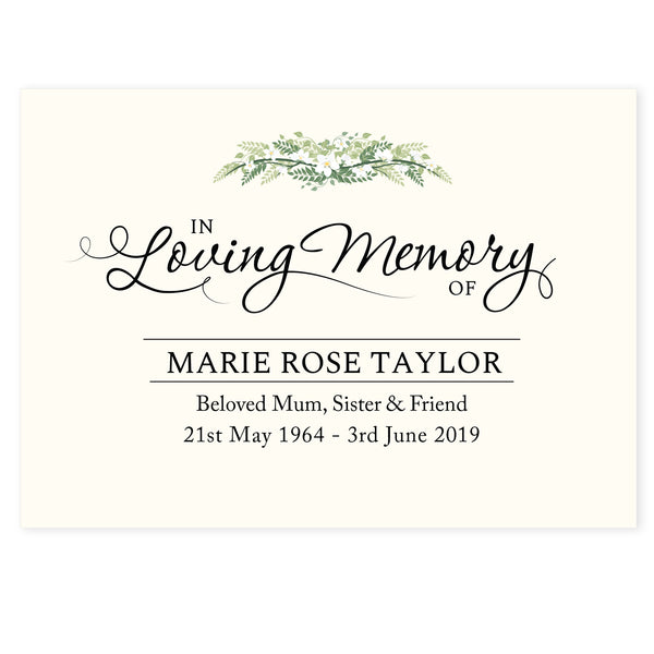 Personalised In Loving Memory Card