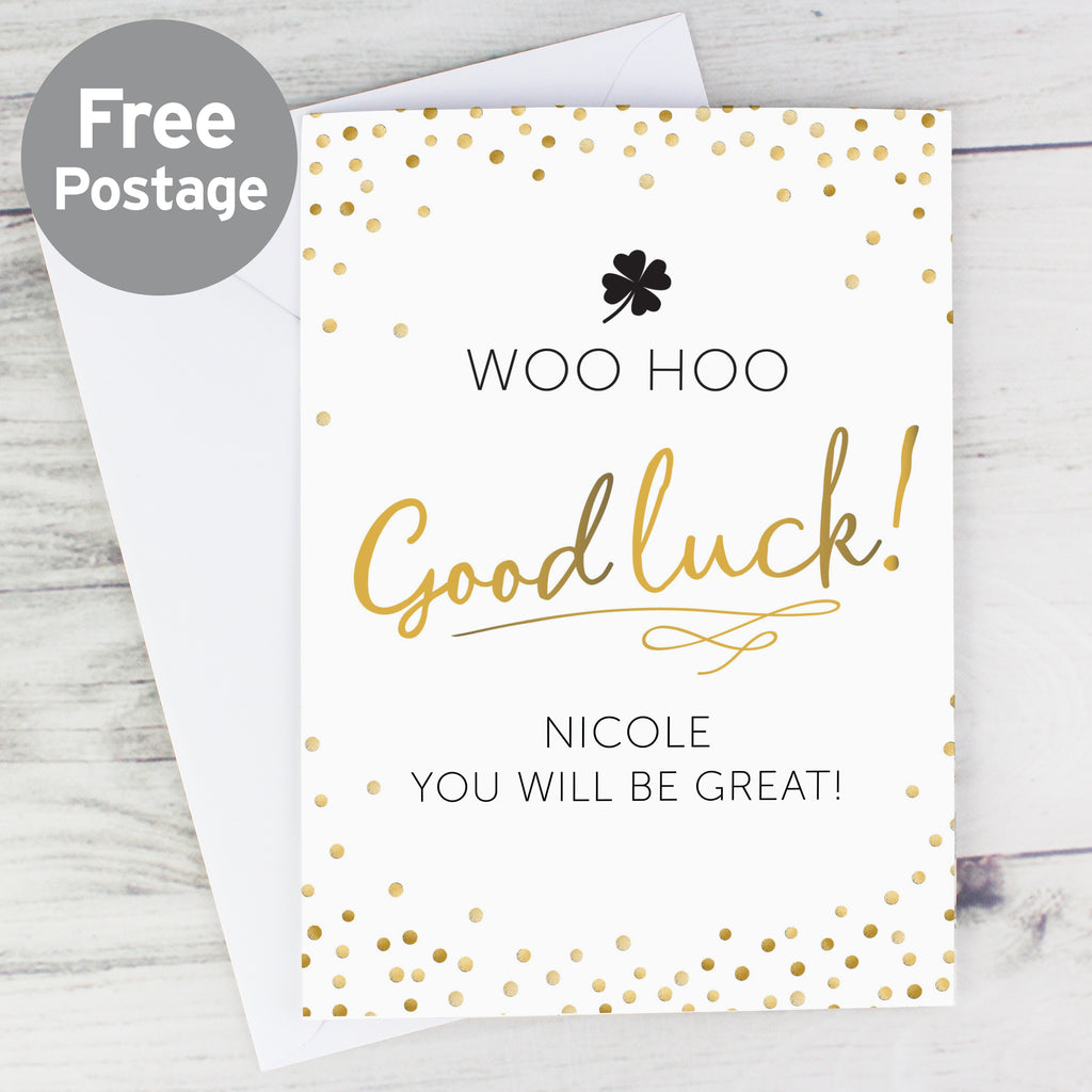 Personalised Good Luck Card - Buy Greetings Cards at GiftMasters.co.uk