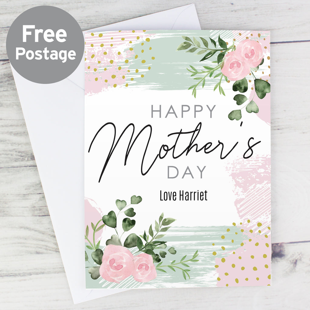 Personalised Happy Mothers Day Abstract Rose Card - Buy Greetings Cards at GiftMasters.co.uk