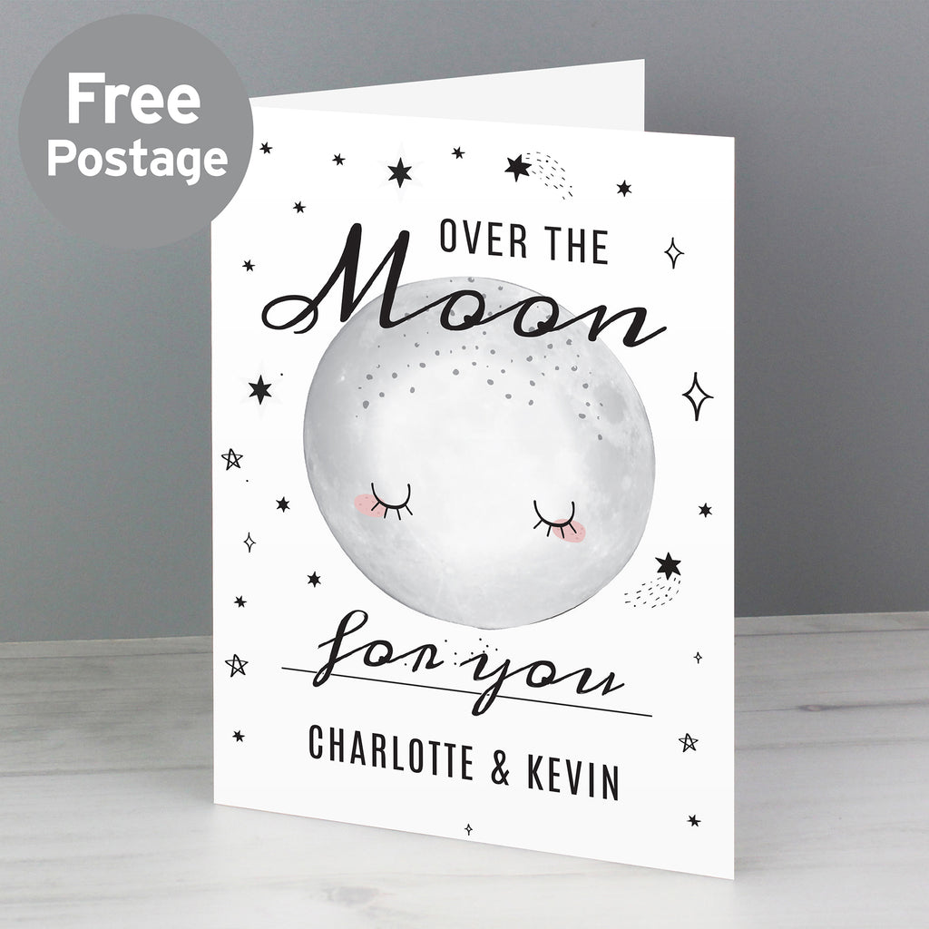Personalised Over The Moon Card - Buy Greetings Cards at GiftMasters.co.uk
