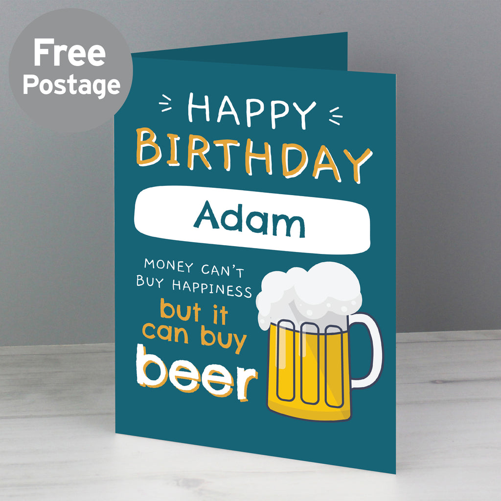 Personalised Happy Birthday Beer Card - Buy Greetings Cards at GiftMasters.co.uk