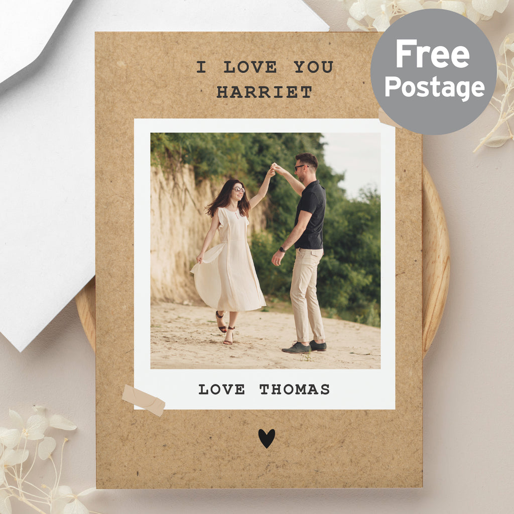 Personalised Rustic Polaroid Photo Upload Card - Buy Photo Upload Products at GiftMasters.co.uk