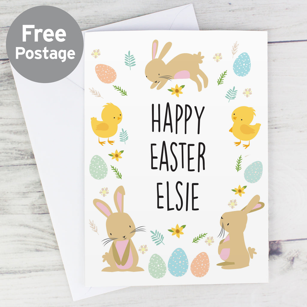 Personalised Easter Bunny & Chick Card - Buy Greetings Cards at GiftMasters.co.uk
