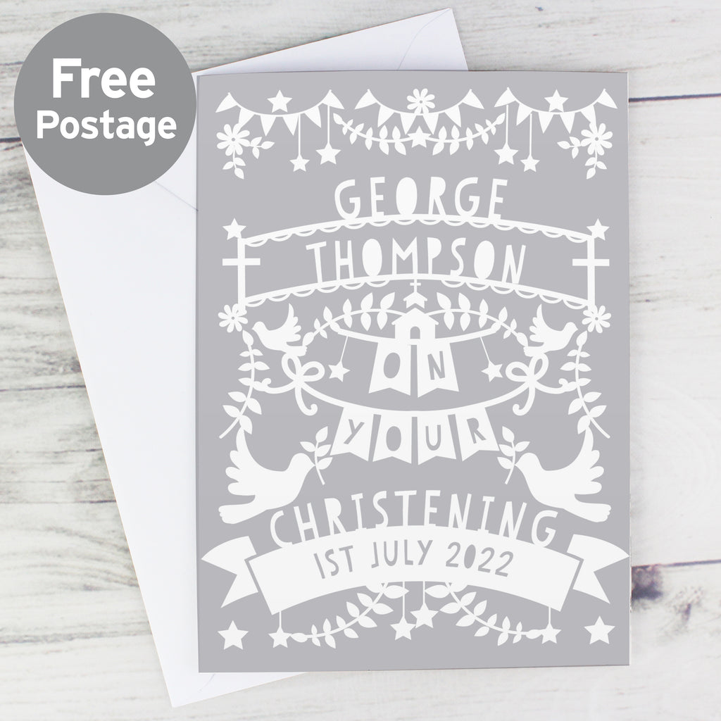 Personalised Grey Papercut Style Card - Buy Greetings Cards at GiftMasters.co.uk
