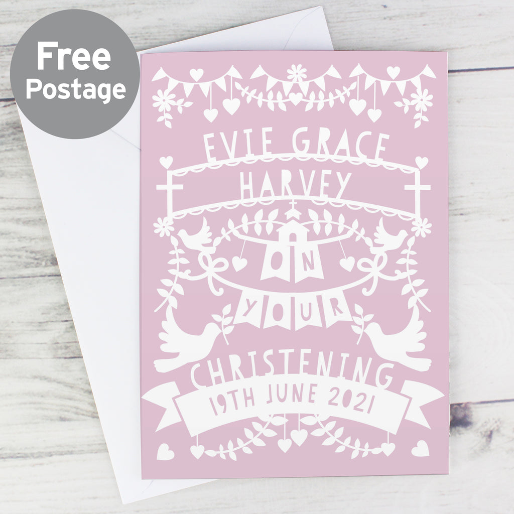 Personalised Pink Papercut Style Card - Buy Greetings Cards at GiftMasters.co.uk