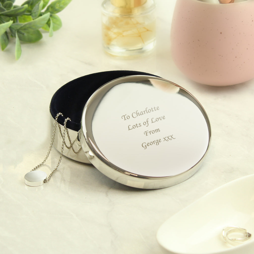 Personalised Round Trinket Box - Buy Trinket, Jewellery & Keepsake Boxes at GiftMasters.co.uk