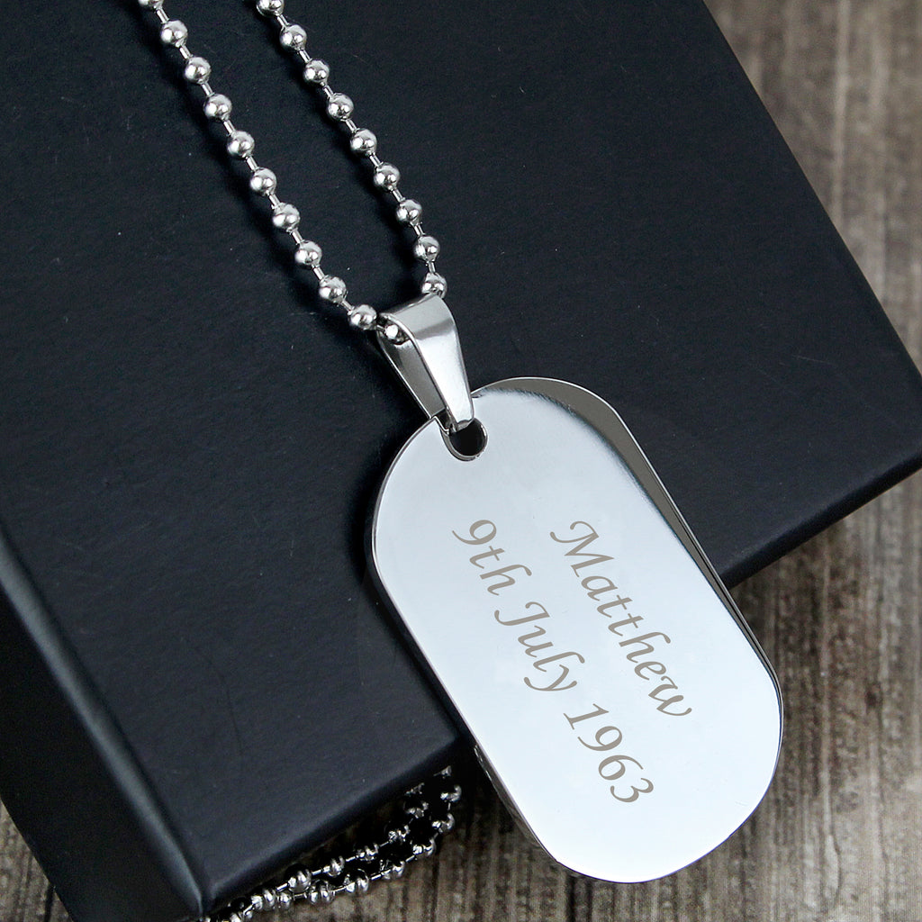 Personalised Stainless Steel Dog Tag Necklace - Buy Jewellery at GiftMasters.co.uk