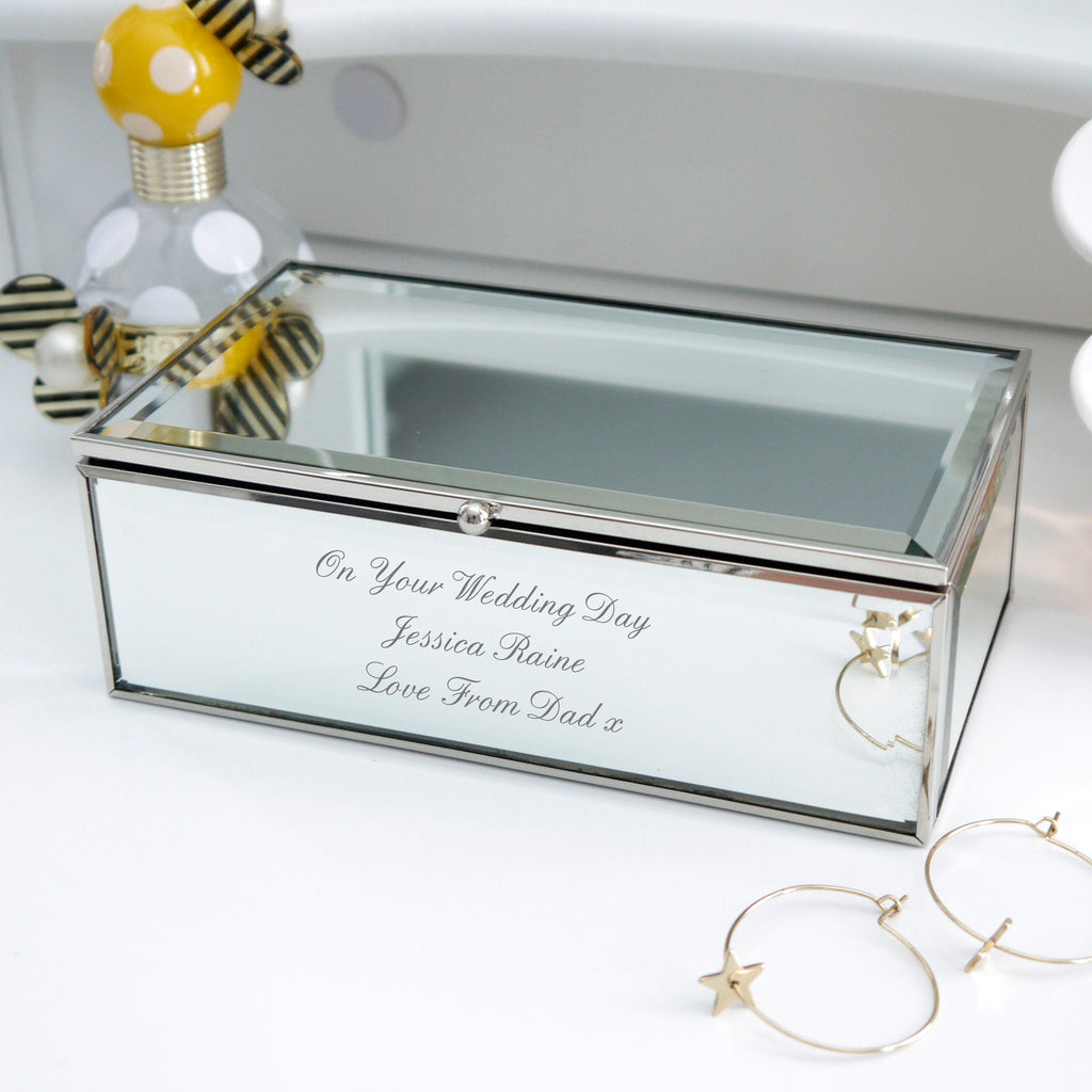 Personalised Any Message Mirrored Jewellery Box - Buy Trinket, Jewellery & Keepsake Boxes at GiftMasters.co.uk