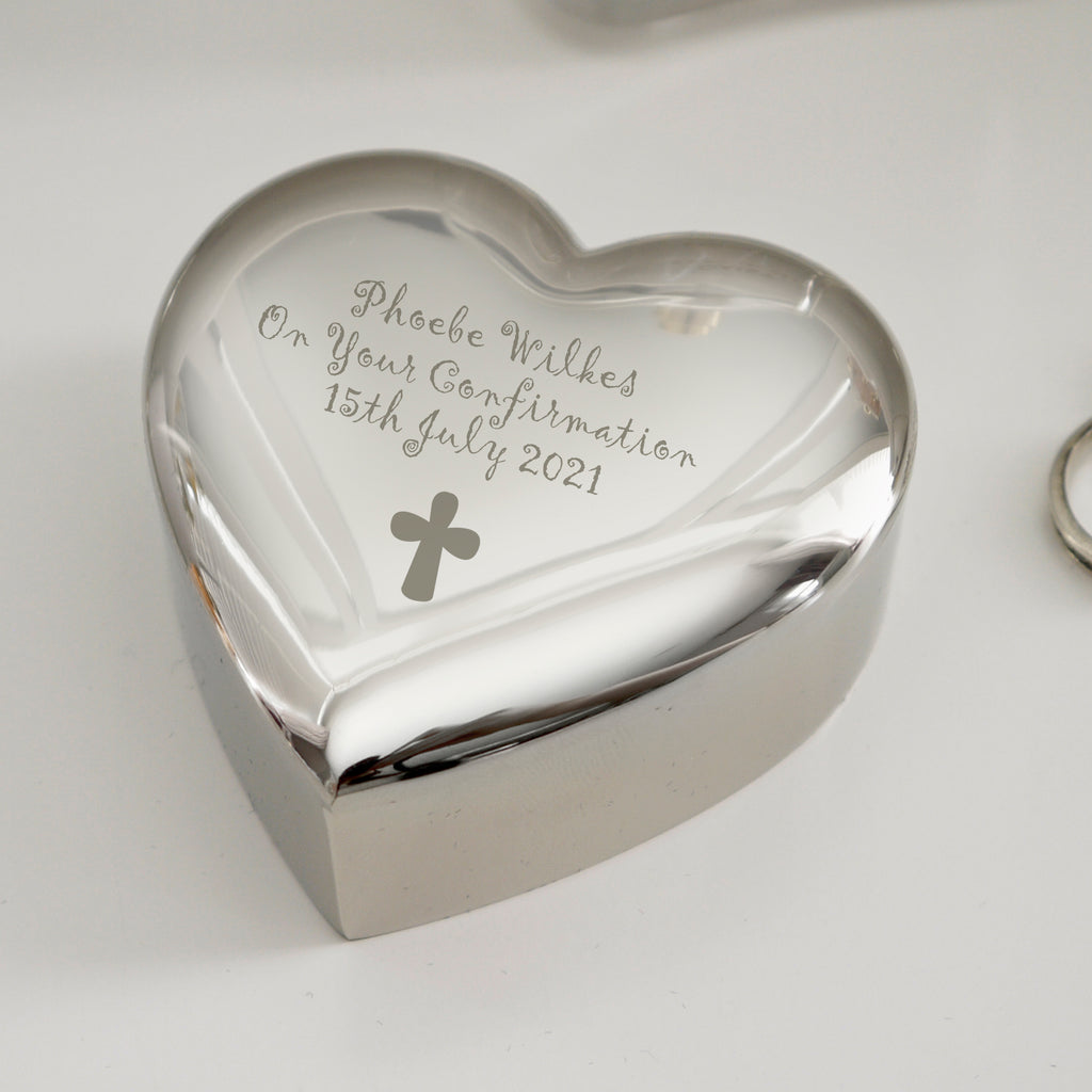 Personalised Cross Heart Trinket Box - Buy Trinket, Jewellery & Keepsake Boxes at GiftMasters.co.uk