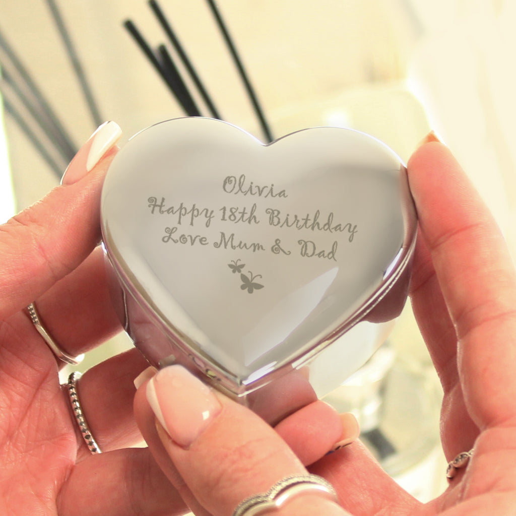Personalised Butterfly Heart Trinket Box - Buy Trinket, Jewellery & Keepsake Boxes at GiftMasters.co.uk
