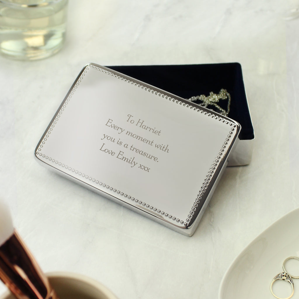 Personalised Any Message Rectangular Jewellery Box - Buy Trinket, Jewellery & Keepsake Boxes at GiftMasters.co.uk