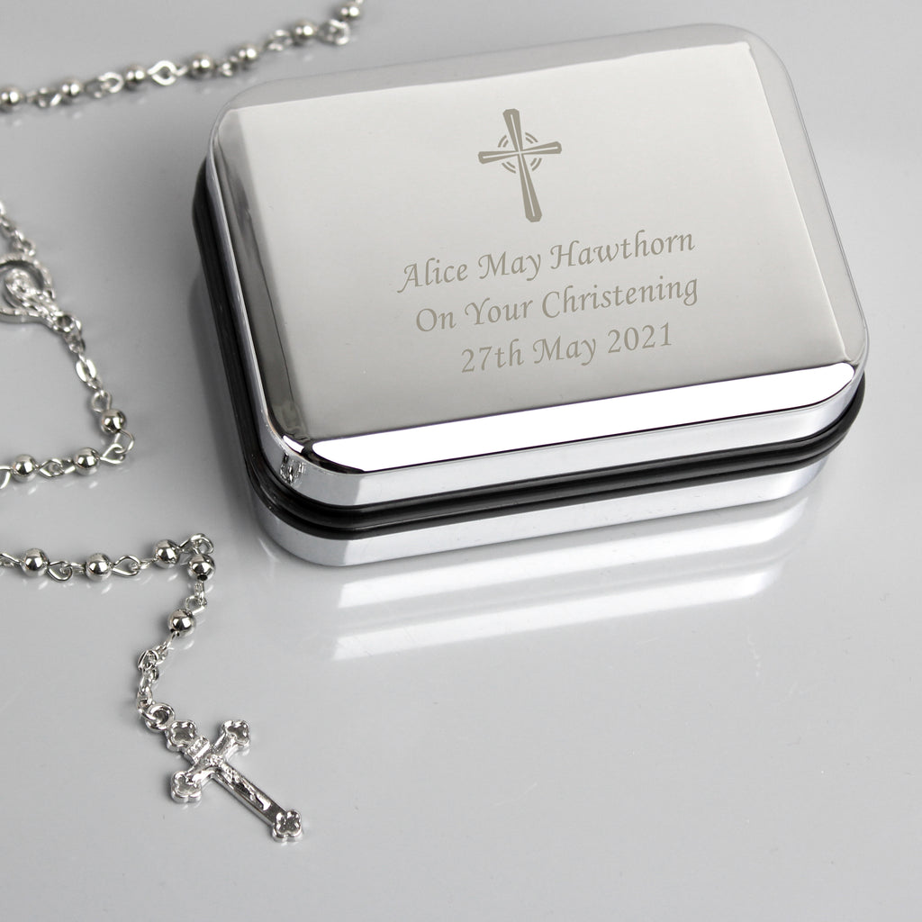Personalised Rosary Beads and Cross Trinket Box - Buy Jewellery at GiftMasters.co.uk