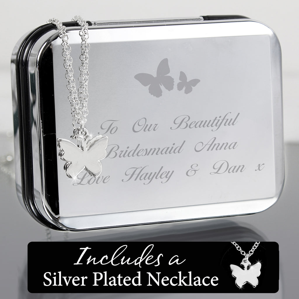Personalised Butterfly Box and Butterfly Necklace - Buy Jewellery at GiftMasters.co.uk
