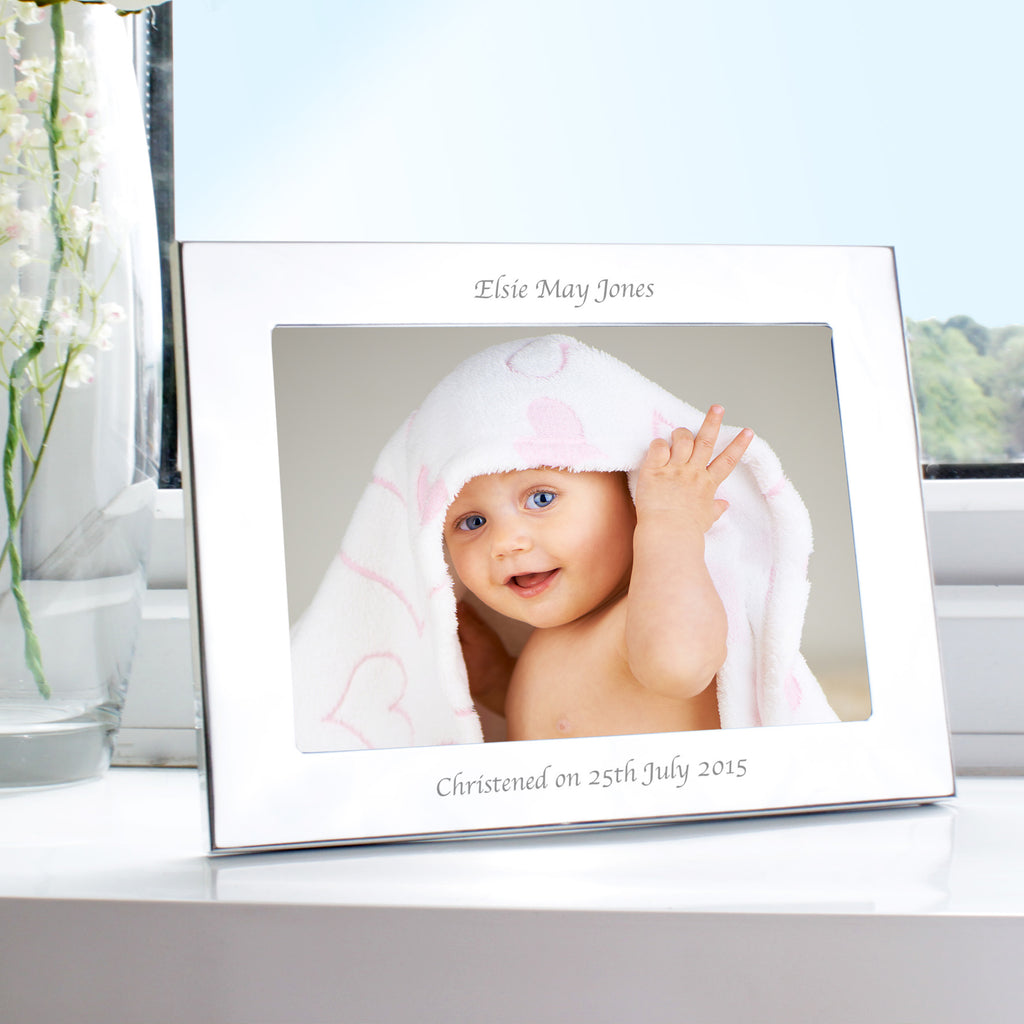 Personalised Silver 5x7 Landscape Photo Frame - Buy Photo Frames, Albums and Guestbooks at GiftMasters.co.uk
