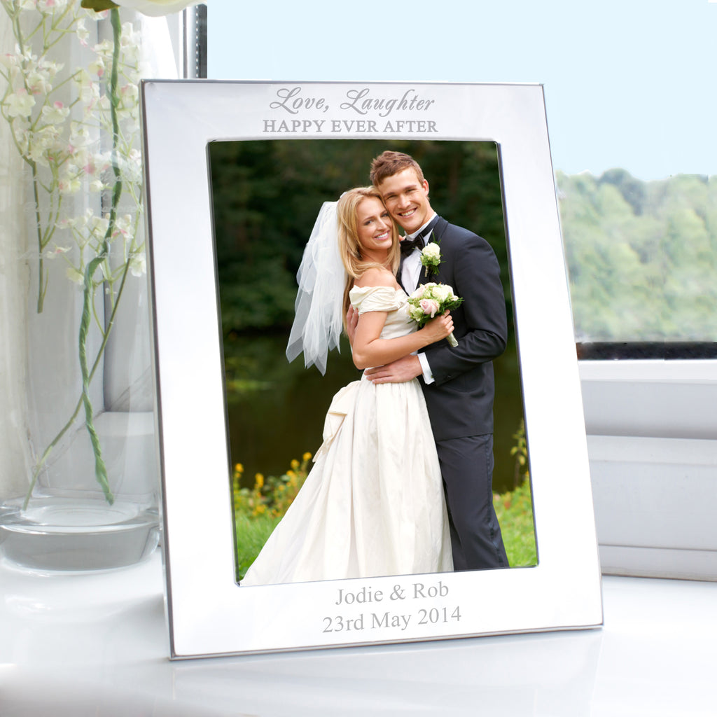 Personalised Silver 5x7 Happily Ever After Photo Frame - Buy Photo Frames, Albums and Guestbooks at GiftMasters.co.uk