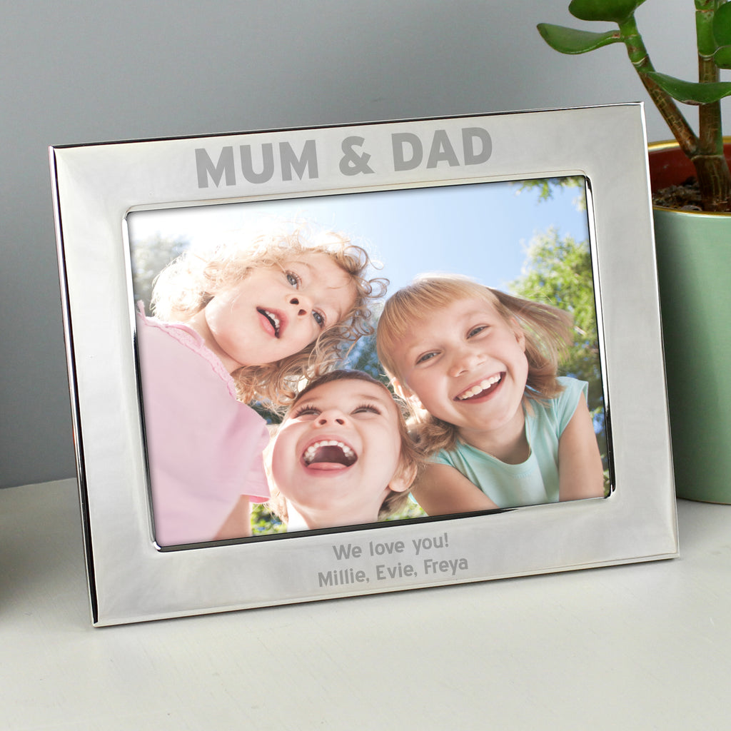 Personalised Silver 5x7 Mum & Dad Photo Frame - Buy Photo Frames, Albums and Guestbooks at GiftMasters.co.uk