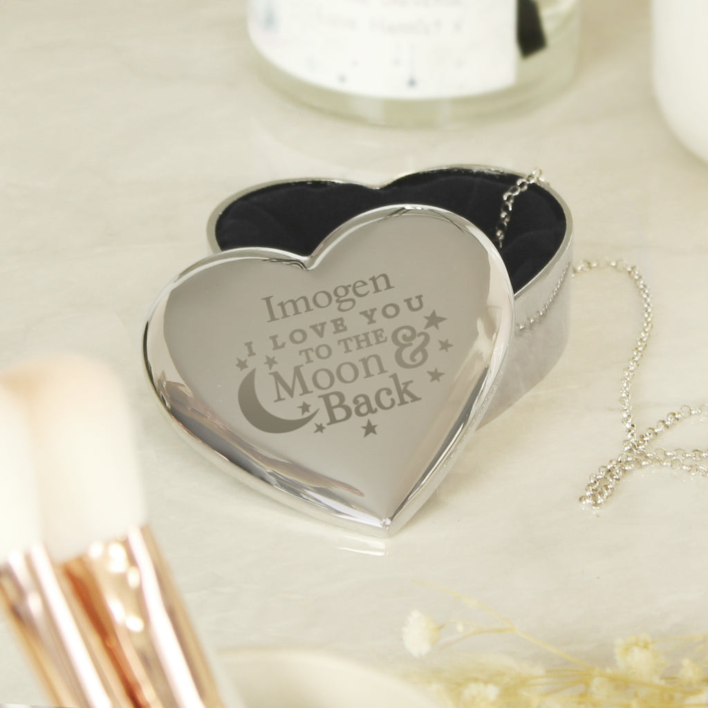 Personalised To the Moon and Back... Heart Trinket Box - Buy Trinket, Jewellery & Keepsake Boxes at GiftMasters.co.uk