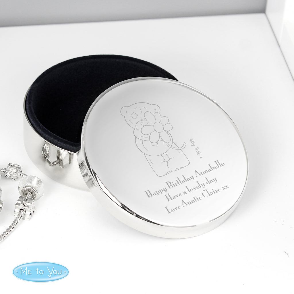Personalised Me to You Flower Round Trinket Box - Buy Trinket, Jewellery & Keepsake Boxes at GiftMasters.co.uk
