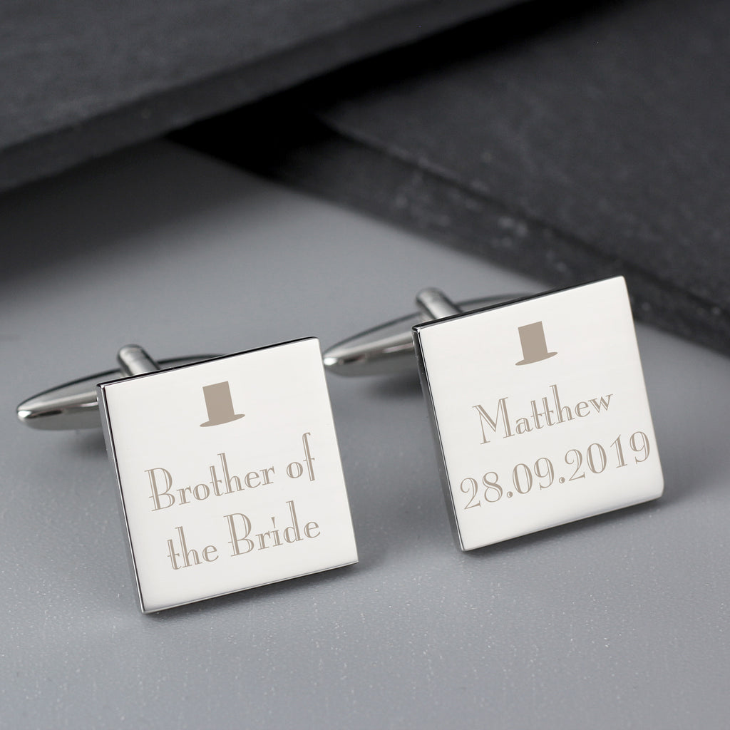 Personalised Decorative Wedding Any Role Square Cufflinks - Buy Jewellery at GiftMasters.co.uk
