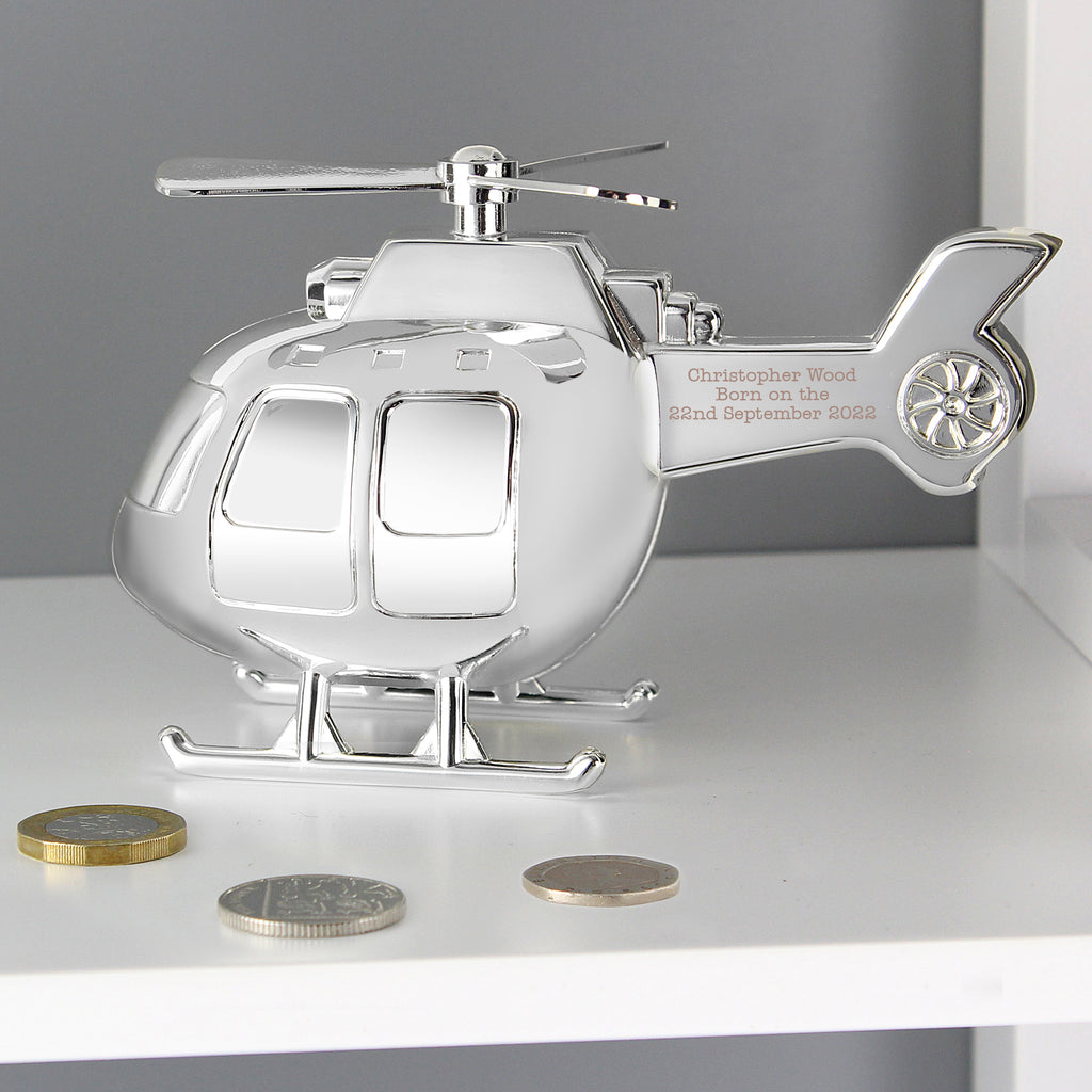 Personalised Helicopter Money Box - Buy Money Boxes at GiftMasters.co.uk