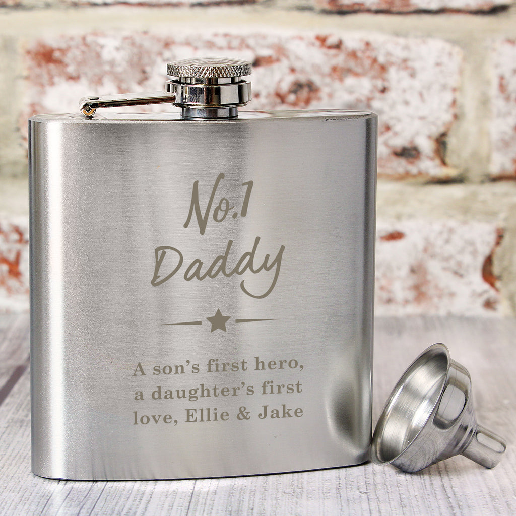 Personalised No.1 Hip Flask - Buy Glasses & Barware at GiftMasters.co.uk