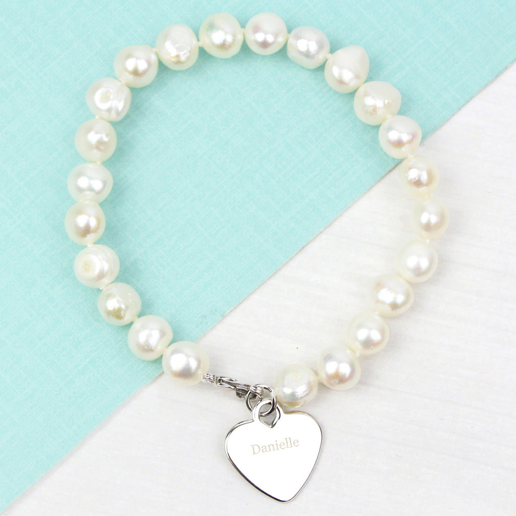 Personalised White Freshwater Pearl Name Bracelet - Buy Jewellery at GiftMasters.co.uk