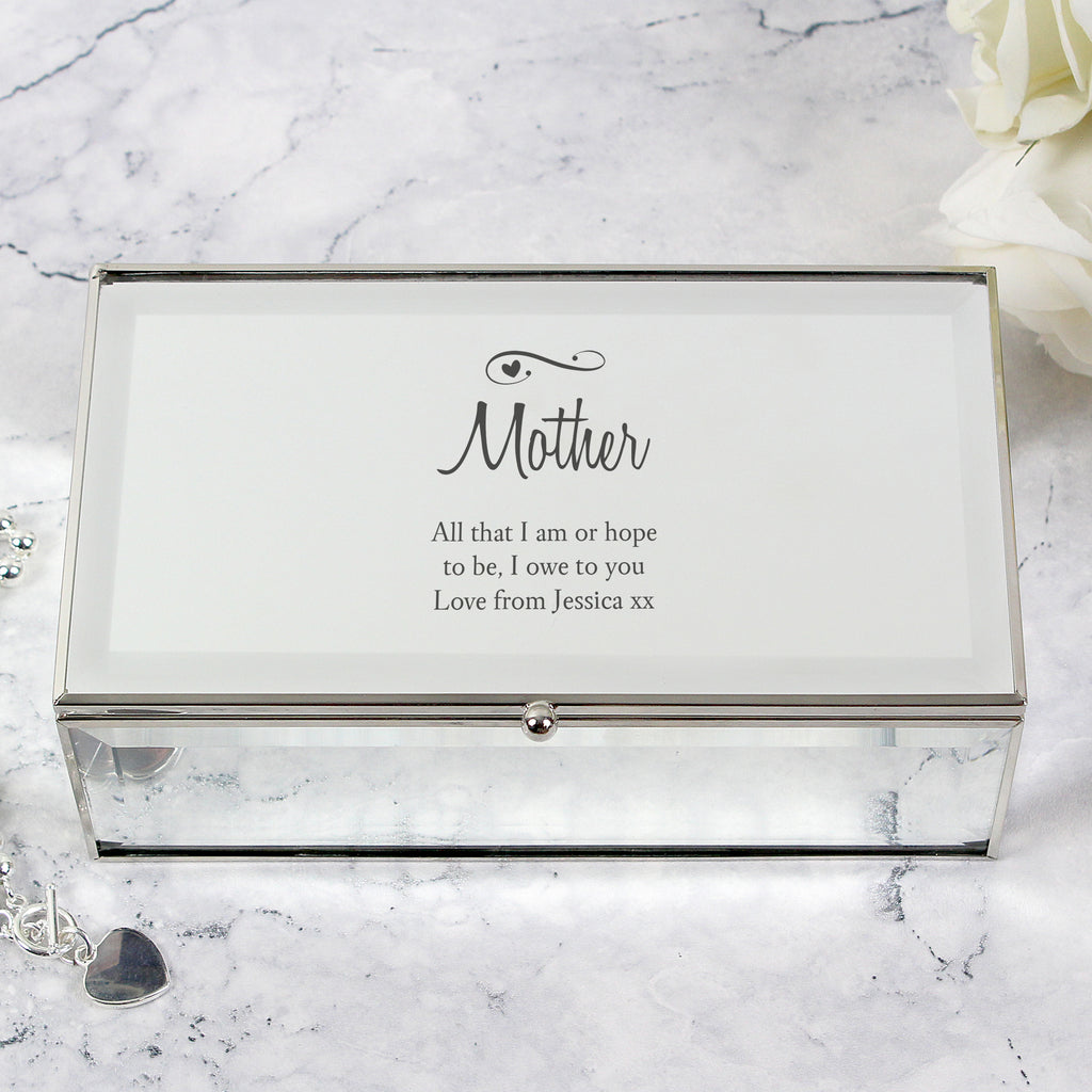 Personalised Swirls & Hearts Mirrored Jewellery Box - Buy Trinket, Jewellery & Keepsake Boxes at GiftMasters.co.uk