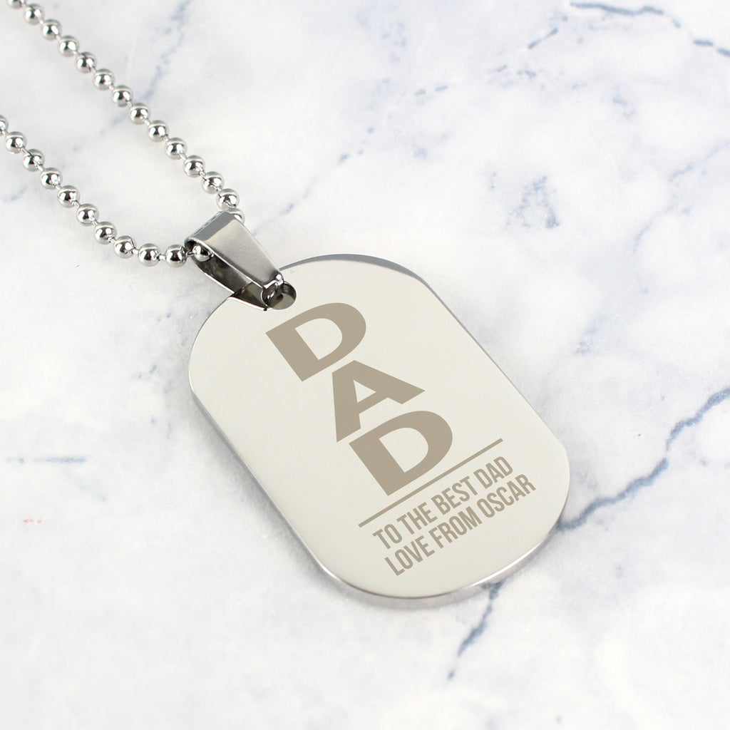 Personalised Dad Stainless Steel Dog Tag Necklace - Buy Jewellery at GiftMasters.co.uk