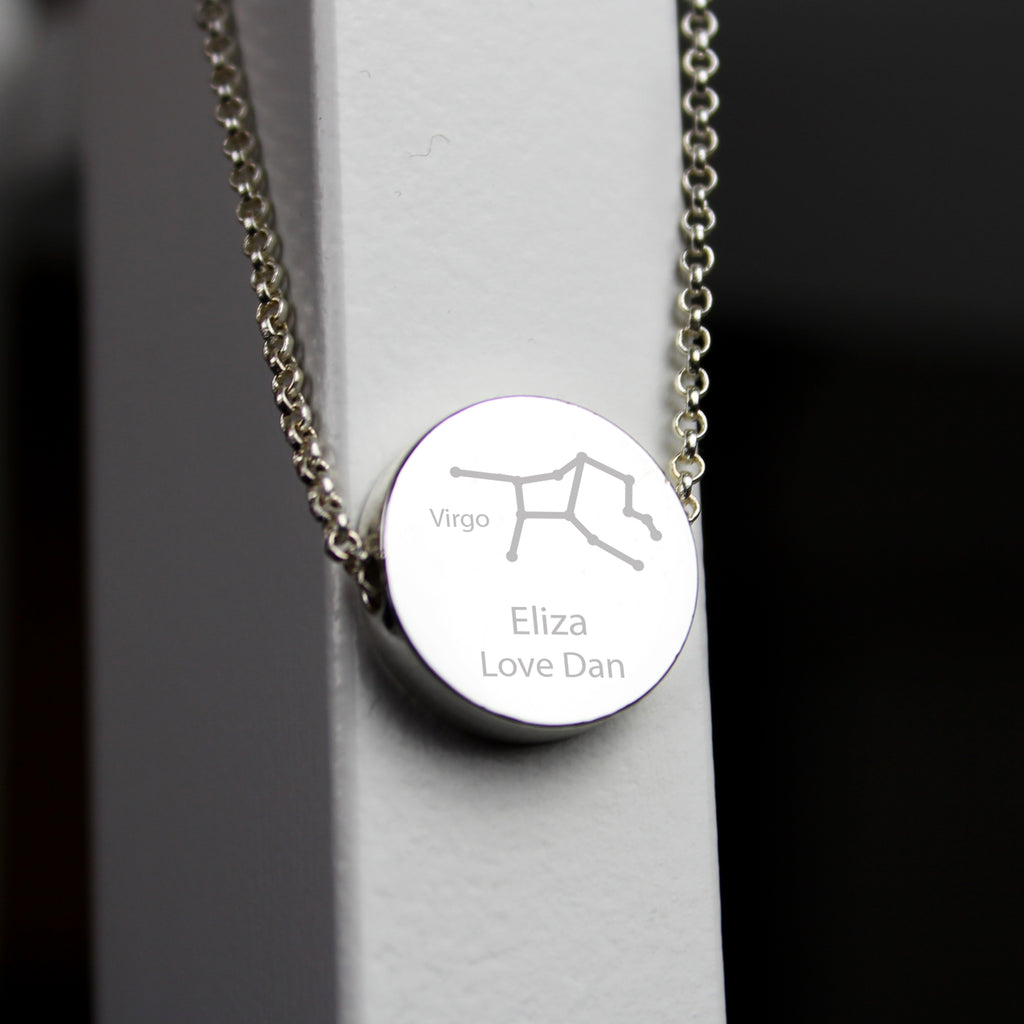 Personalised Virgo Zodiac Star Sign Silver Tone Necklace (August 23rd - September 22nd) - Buy Jewellery at GiftMasters.co.uk