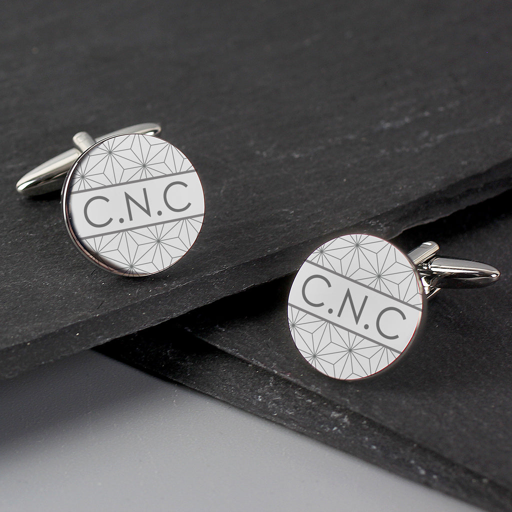 Personalised Geometric Round Cufflinks - Buy Jewellery at GiftMasters.co.uk