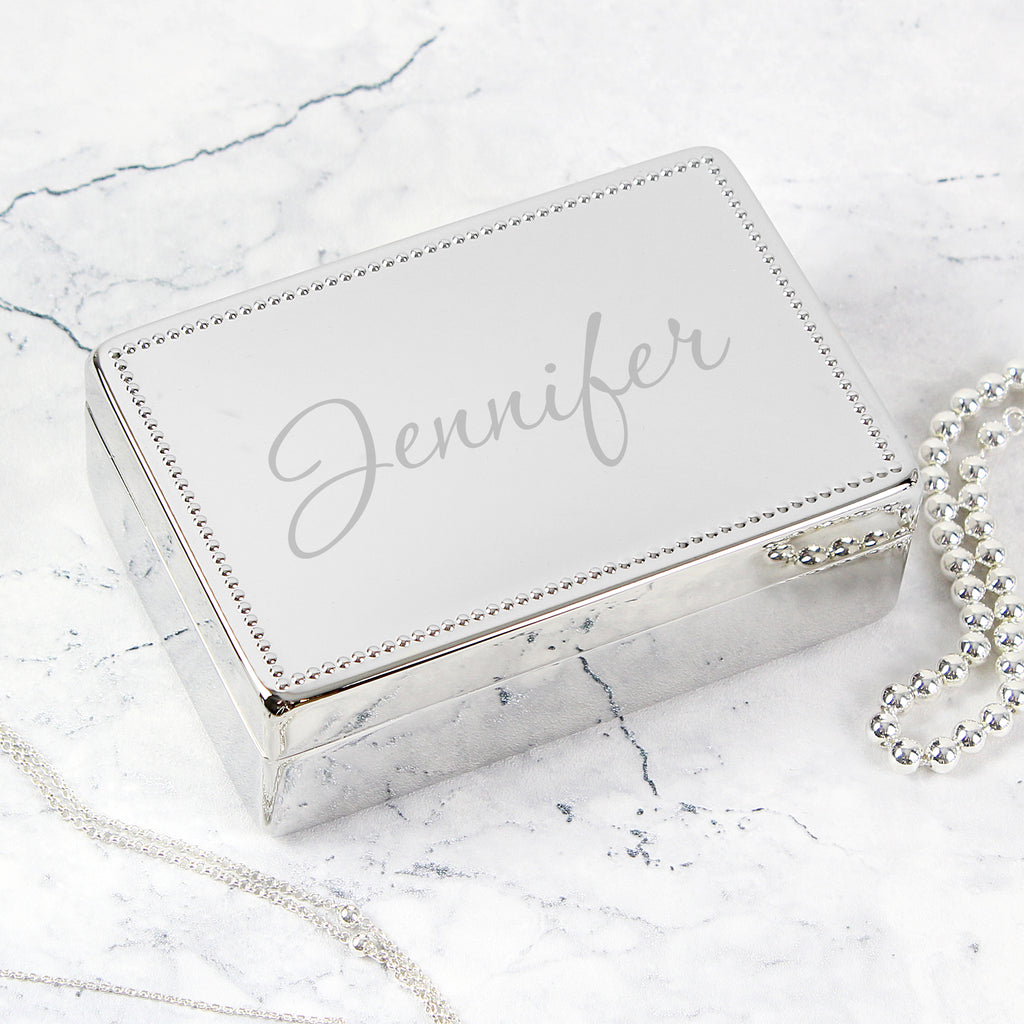 Personalised Name Rectangular Jewellery Box - Buy Trinket, Jewellery & Keepsake Boxes at GiftMasters.co.uk