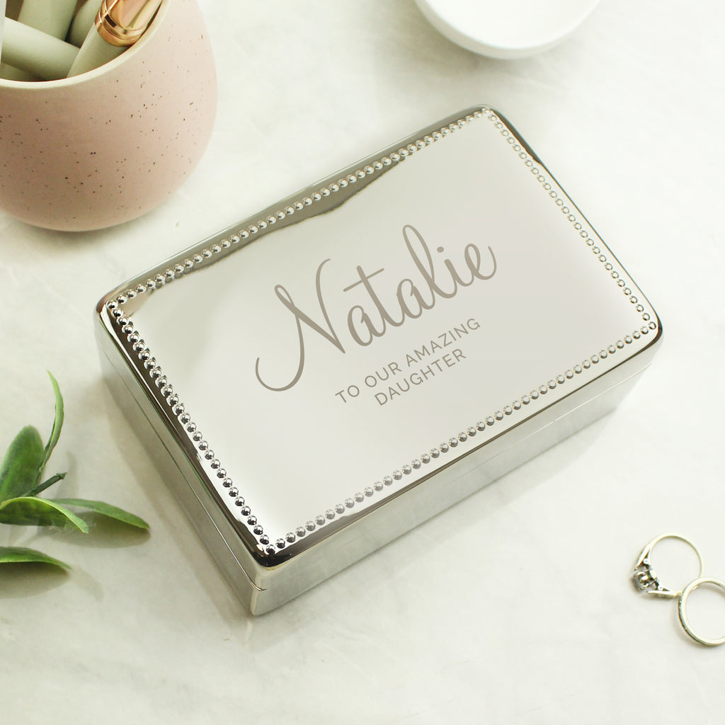 Personalised Rectangular Jewellery Box - Buy Trinket, Jewellery & Keepsake Boxes at GiftMasters.co.uk