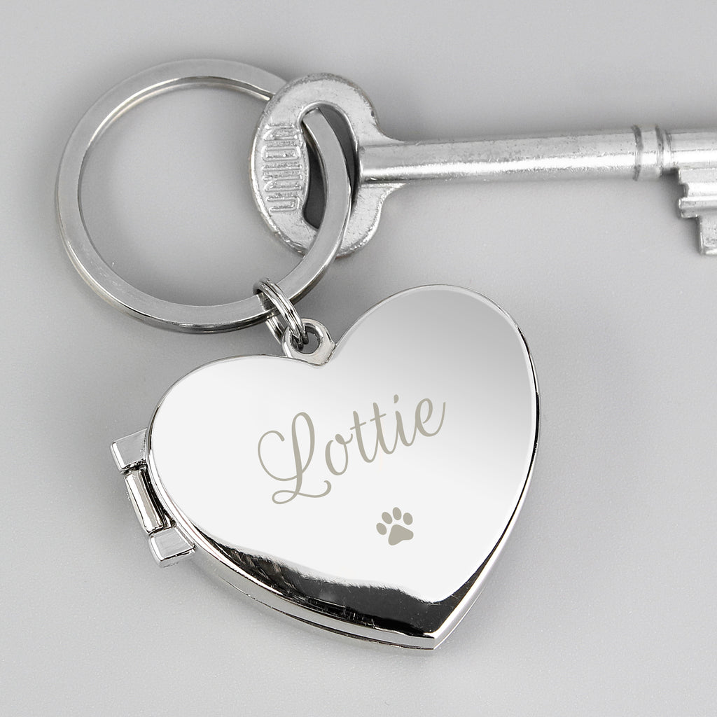 Personalised Paw Print Heart Photo Frame Keyring - Buy Keepsakes at GiftMasters.co.uk