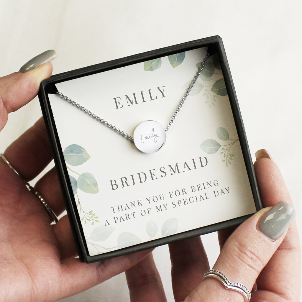 Personalised Botanical Sentiment Silver Tone Necklace and Box - Buy Jewellery at GiftMasters.co.uk
