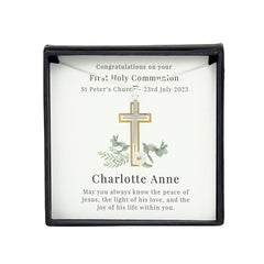 Personalised Floral Religious Sentiment Cross Necklace and Box