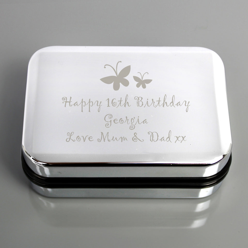 Personalised Butterfly Motif Necklace Gift Box - Buy Trinket, Jewellery & Keepsake Boxes at GiftMasters.co.uk