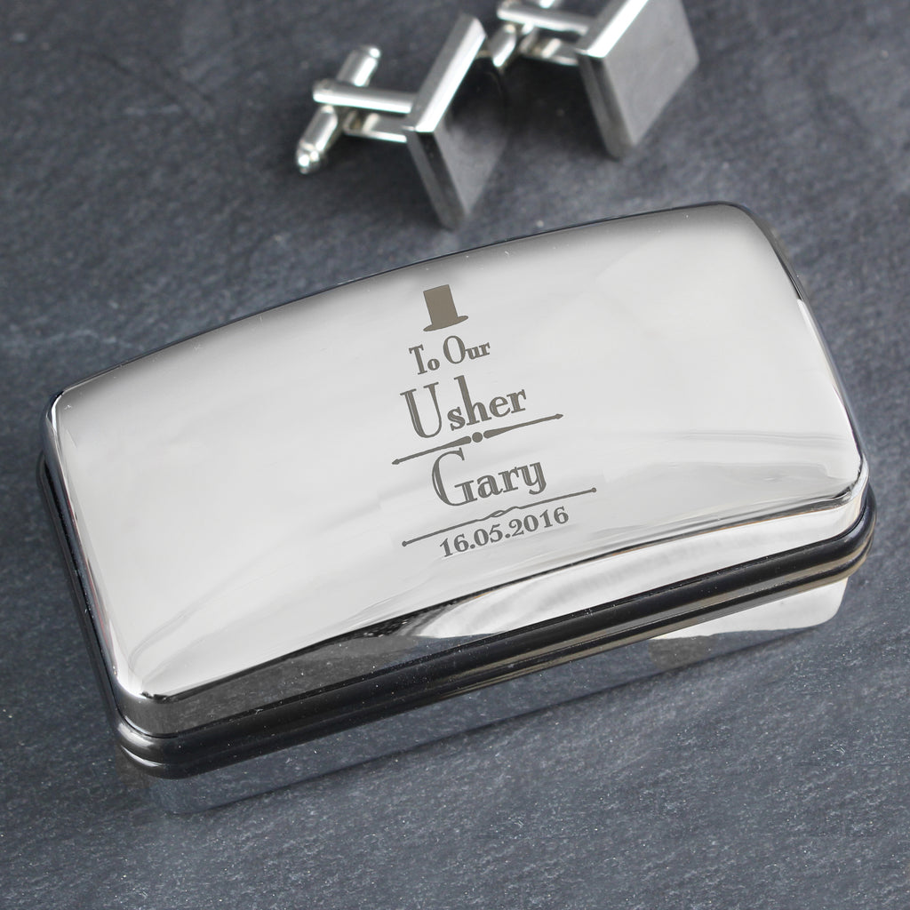 Personalised Decorative Wedding Usher Cufflink Box - Buy Jewellery at GiftMasters.co.uk